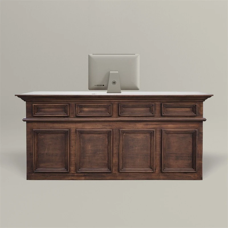 

Company Reception Checkout Counters European Retro Industrial Front Desk Checkout Counter Welcome Desk Furniture Casse JT40C