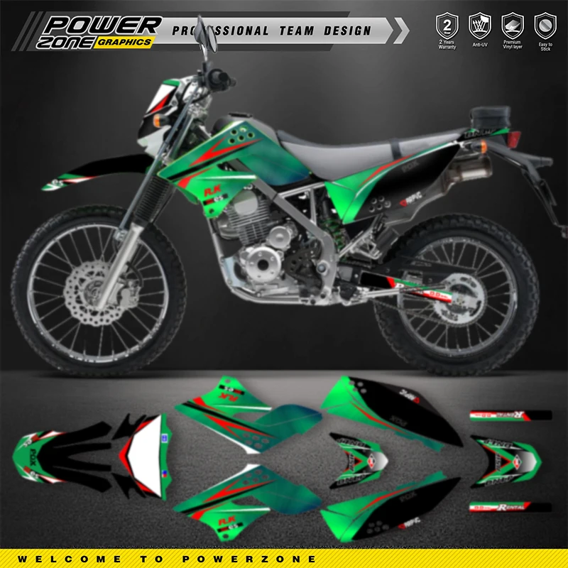 PowerZone Custom Team Graphics Backgrounds Decals For 3M Stickers Kit For Kawasaki KLX125 150 2013 2014 2015 Motorcycle 01