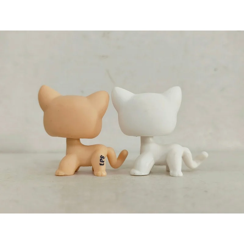 2 pçs/lote Littlest Pet Shop Amarelo Branco Gato de Cabelo Curto # 1962 # 64 figuras de animais