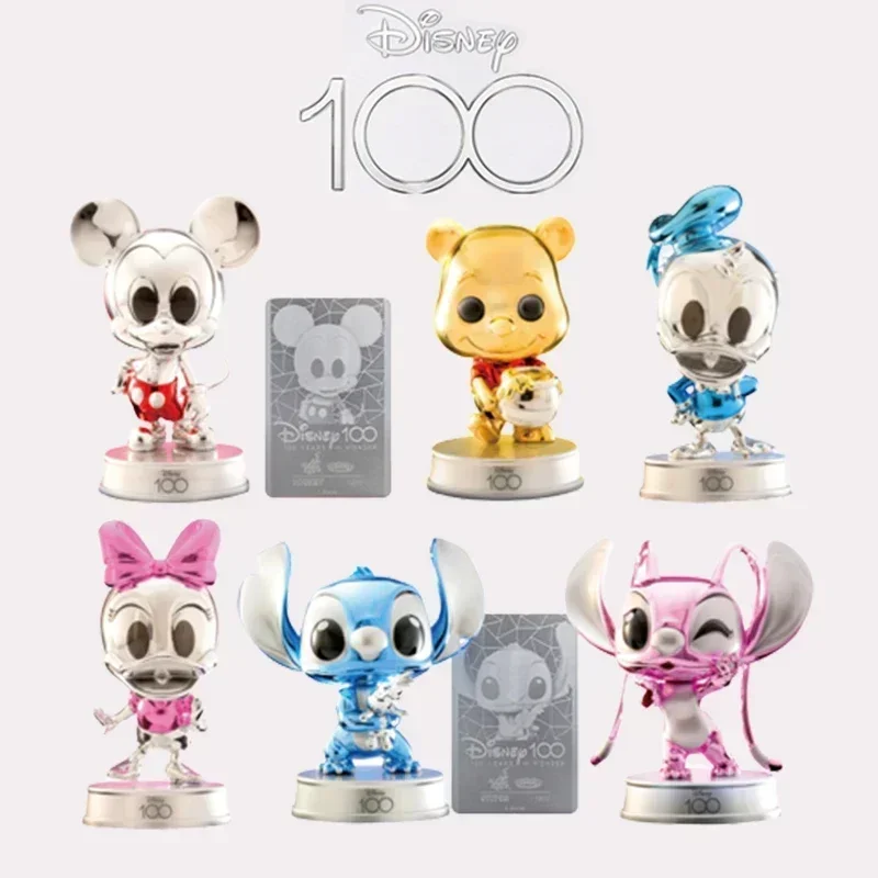 Genuine Disney 100th Anniversary Figure Daisy Vigny Stitch Donald Duck Collection Doll Desktop Decor Cartoon Anime Model Gift