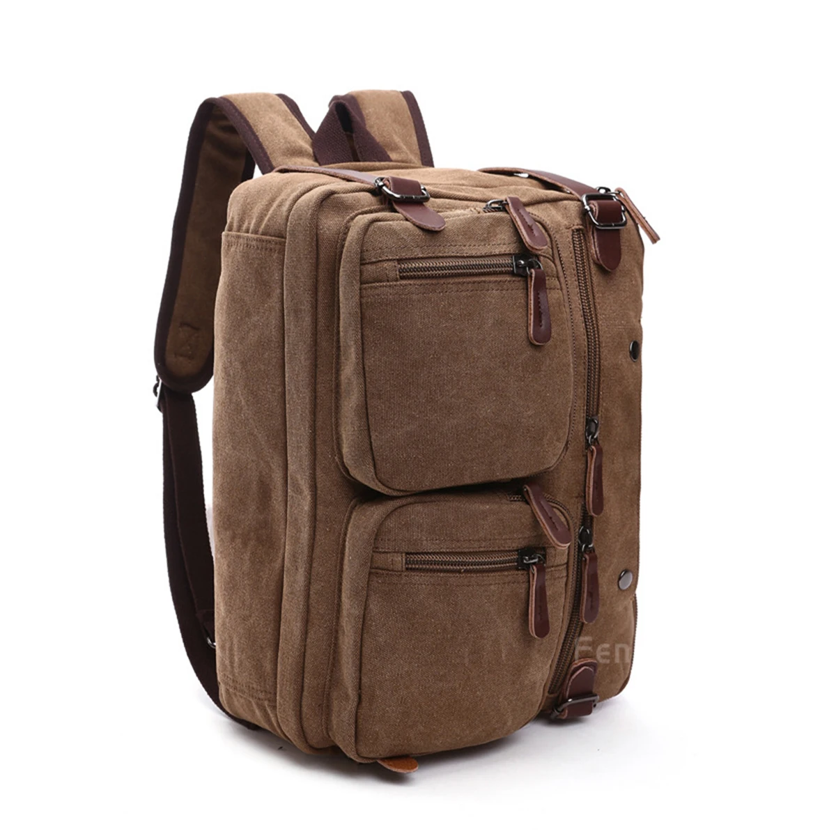 

Canvas Multifunctional Backpack Laptop Bag Briefcase Rucksack Vintage Style 38.5X13X28.5Cm Coffee For Men Women Business School