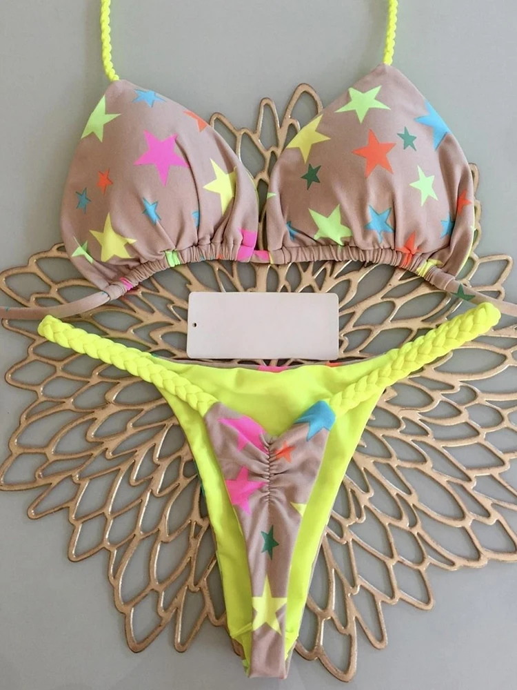 Bikini wysoki stan strój kąpielowy seksowne stringi zestaw Bikini Print kobiety brazylijskie stroje kąpielowe 2023 nowe Biquini pływanie kostiumy