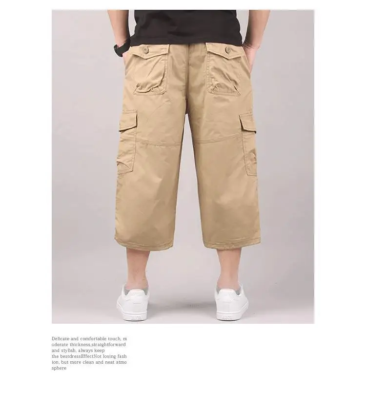 Herren Cargo-Shorts, Sommer, lockere Freizeithose, elastische Taille, große Größe, Outdoor-Jogging-Jogginghose, Trend, mehrere Taschen – Detail 11