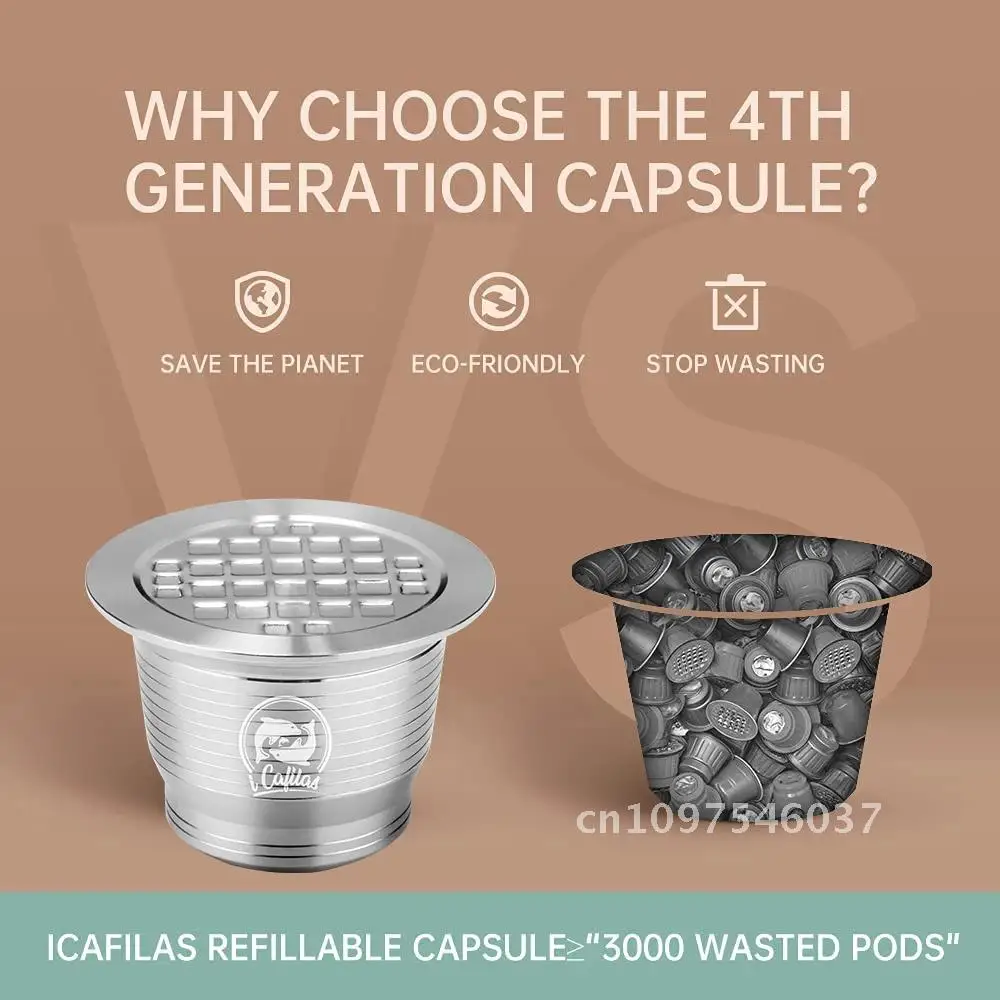 Многоразовые кофейные капсулы iCafilas из нержавеющей стали, кофе Nespresso, многоразовые для фильтрующих чашек, шлифовальная машина