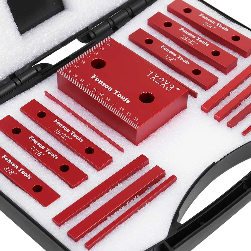 Imagem -03 - Fonson-carpintaria Setup Blocos Barras de Configuração Router Table Saw Acessório Altura Gauge Imperial Aluminum Alloy Metric 15 Pcs Pcs