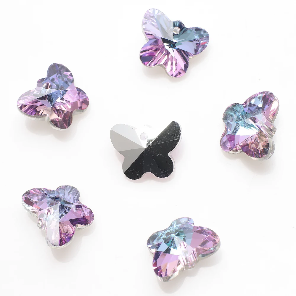14mm 18mm Butterfly Pendant Gems Beads Glass Charms Crystal for Fashion Women DIY Jewelery Making Earring Necklace Accessories