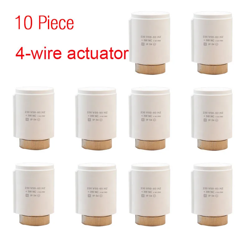 （10 pieces）4 wire Thermal Actuator – 230 Volts Thermal Actuator for Precise Heating Control – Radiant Floor Heating Manifold