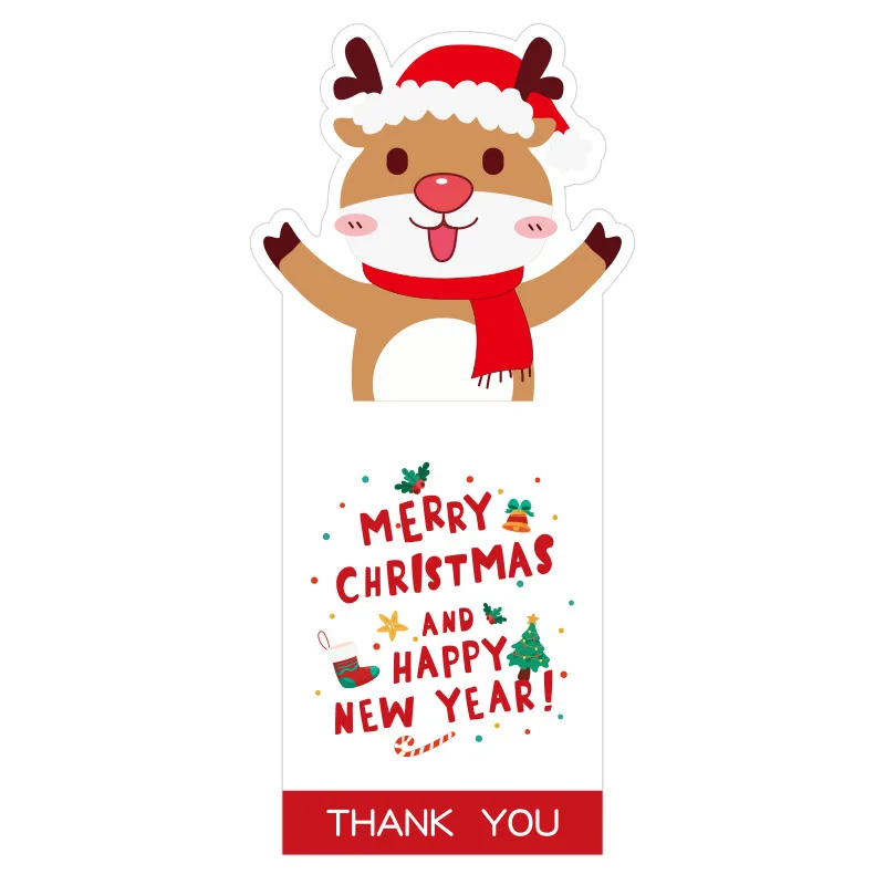 Cute Merry Christmas Stickers 50Pcs 6*13cm Red Santa Claus Gift Decorative Sealing Stickers Packaging Box Labels Christmas Tag