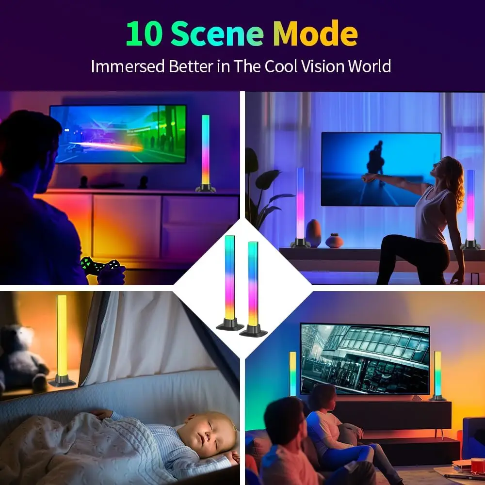 Smart RGB LED Light Bars Tuya Wifi Music Sync Led TV Backlights for Gaming, PC, Room Decoration, Work with Alexa and Google Home