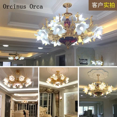 Simple modern atmosphere crystal chandelier living European luxury duplex building villa lobby alloy Chandelier