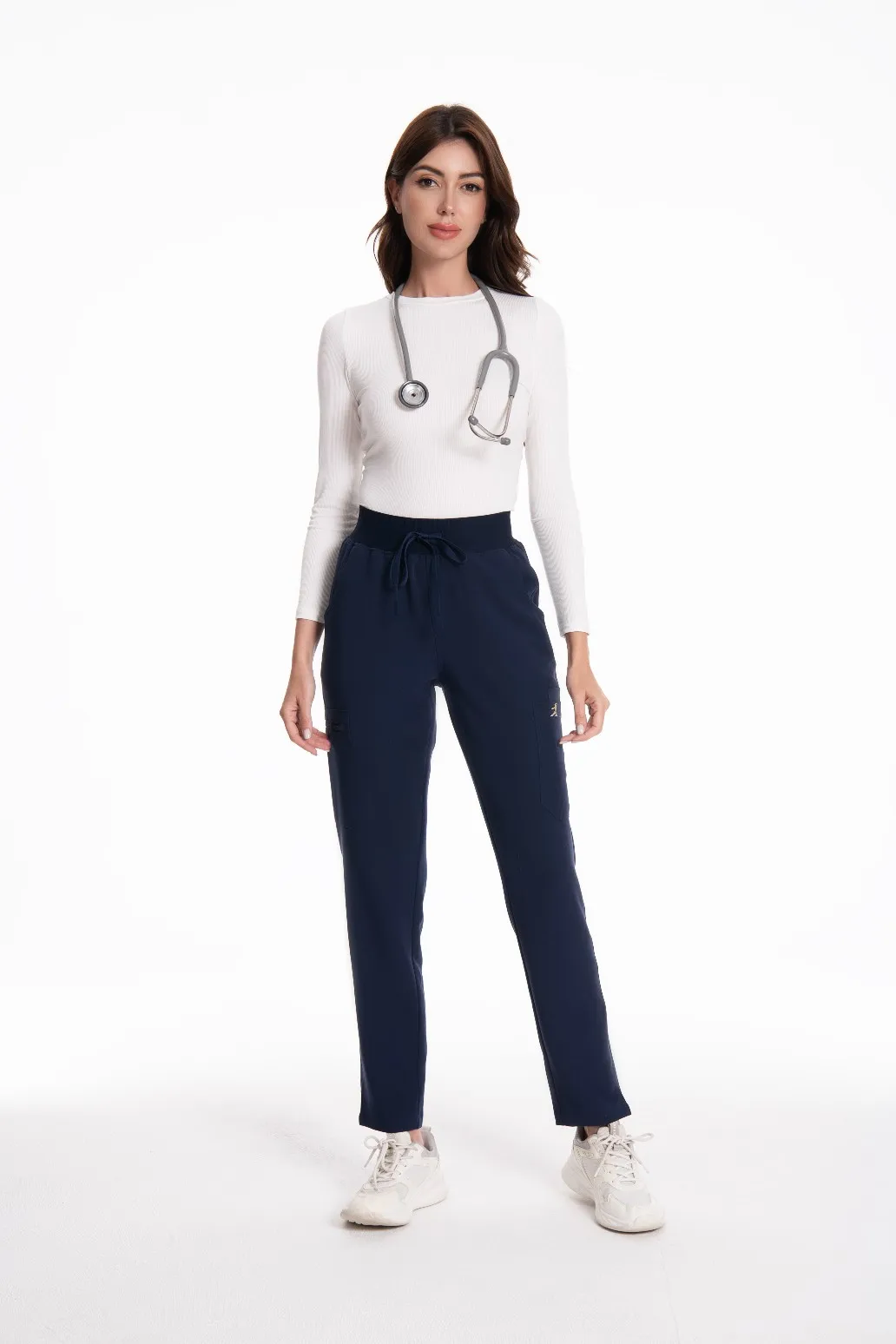 KUNGFU SCRUBS Nahtloses Unterhemd für Damen, schmal geschnitten, hochelastisches Modal-Unterhemd, Rundhalsausschnitt, lange Ärmel, Basisschicht-Oberteil – Detail 8