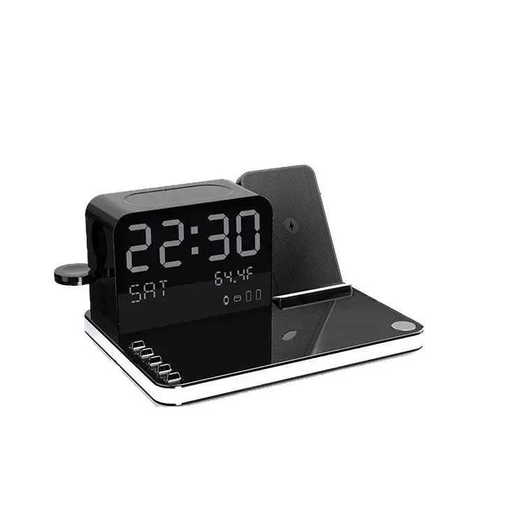 

Многофункциональное беспроводное зарядное устройство, дисплей часов, сенсорный ночник, сиденье для беспроводной зарядки мобильного телефона 7-в-1