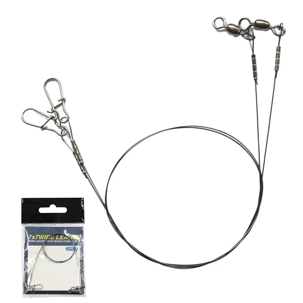 2Pcs/Pack Fishing Line Wire Line Leader Fishing Leash Anti-winding Titanium Wire Anti-bite Wire Fishing Accessories Duo-Lock image 3