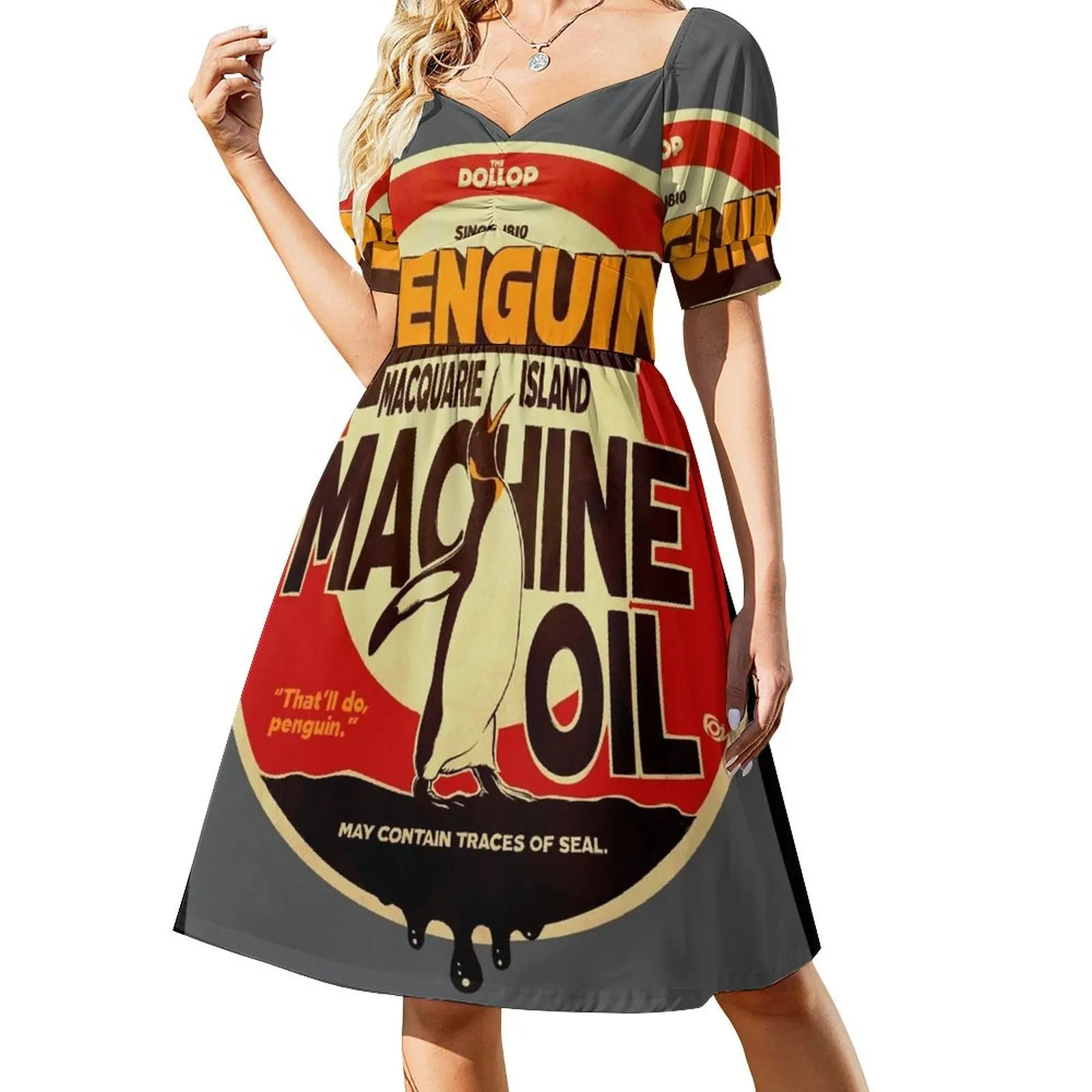 

The Dollop - Penguin Oil Short-Sleeved Dress Women's long dress evening dress ladies