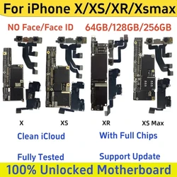 100% Fully Unlocked For iPhone X XR with Face ID Mainboard Logic Board, Free iCloud For iPhone XS Max Motherboard Support Update