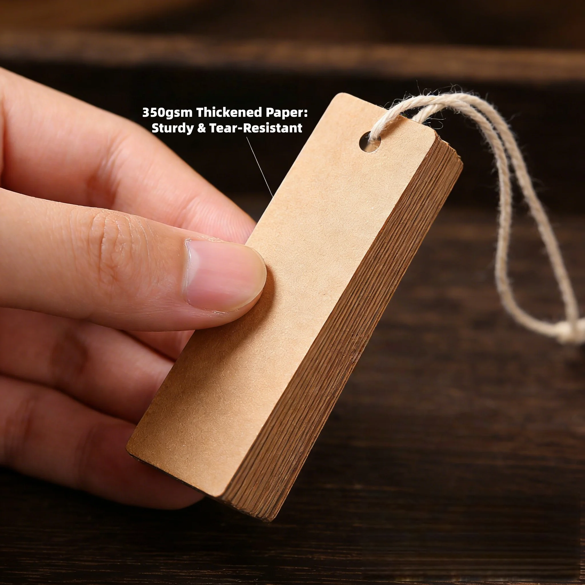 

350gsm Thickened Kraft Paper Tags 2x7cm Blank Hang Cards (Pre-threaded String) Handmade Crafts Price Labels Retail Packaging