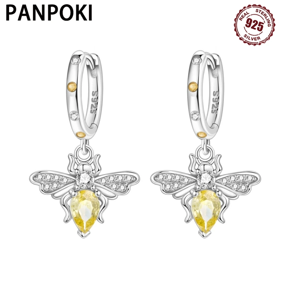 

PANPOKI стерлингового серебра 925 пробы, серьги с пчелиными насекомыми, оригинальные ювелирные изделия, серьги-капли, ювелирные изделия, вечерние, юбилейные, модные подарки