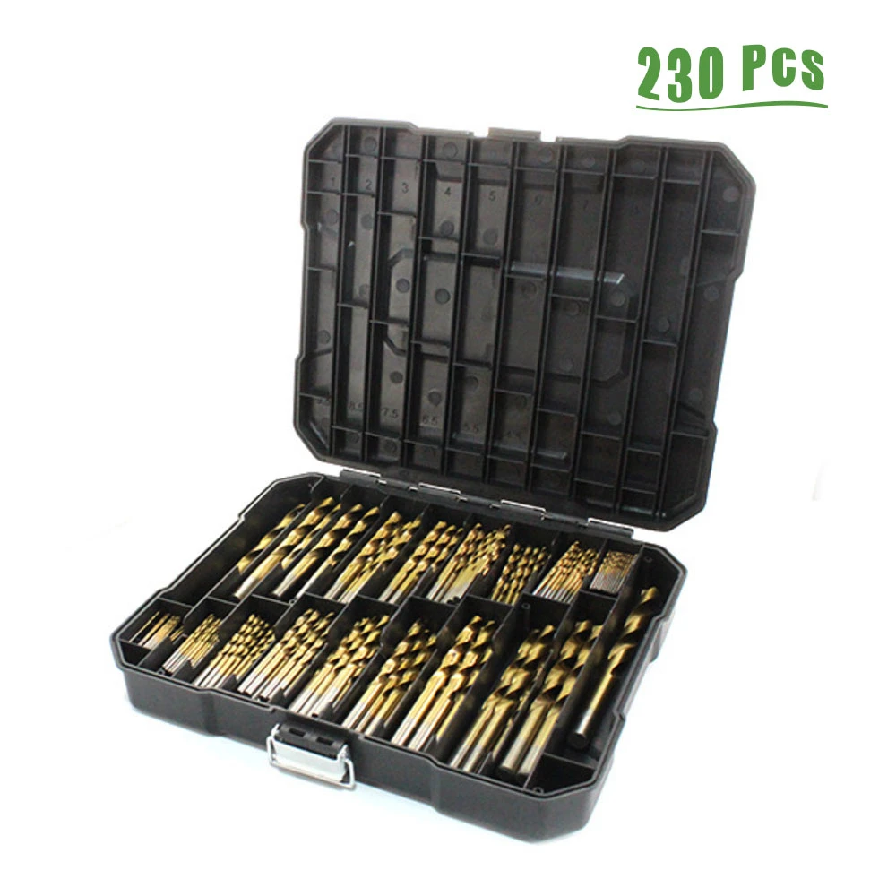 99/230 Pcs Titanium Drill Bit Set for Steel Wood Plastic, Metal Copper Aluminum Alloy with Storage Case