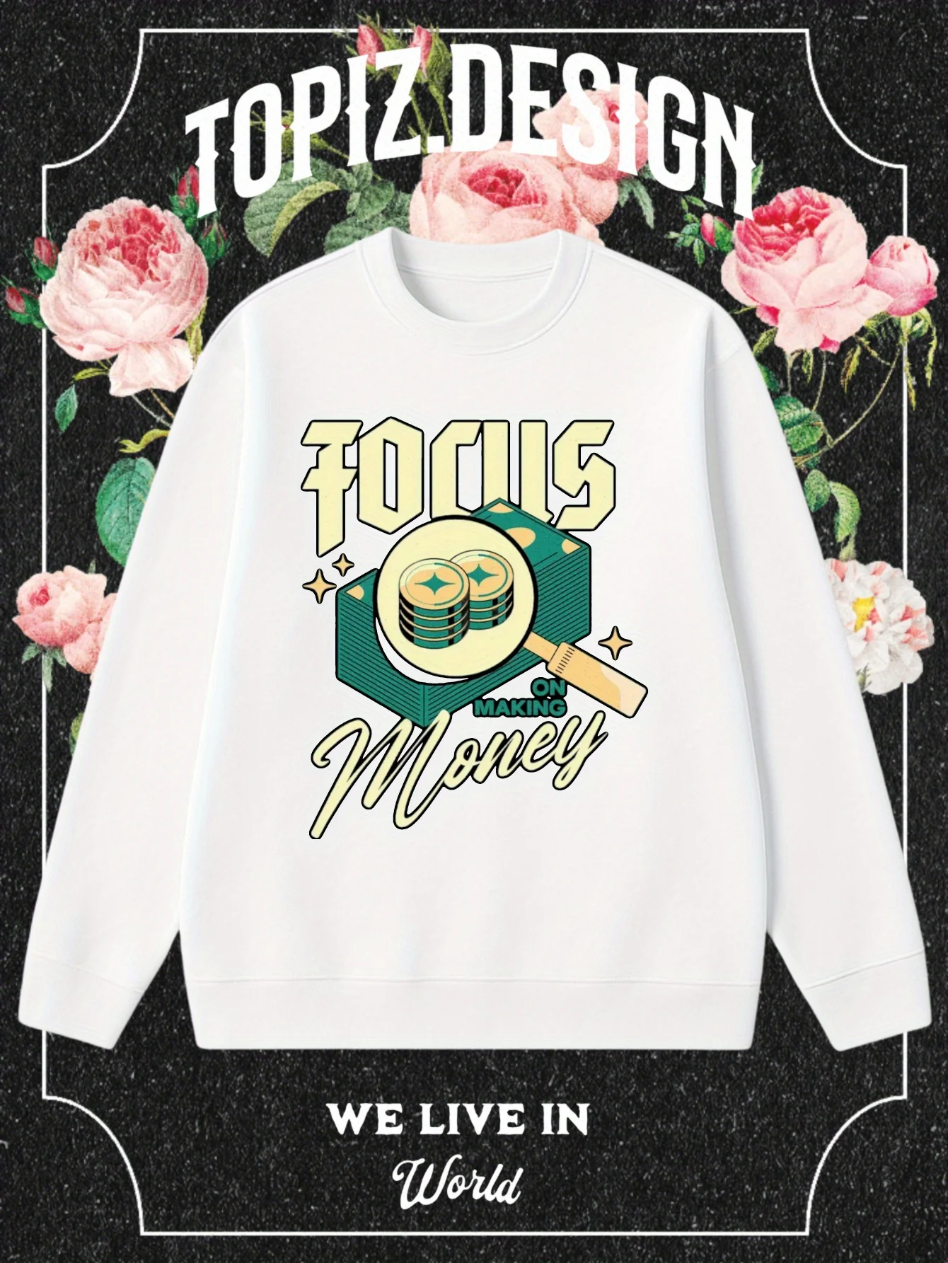 

Focus Making Money Graphic Printing Autumn and Winter Pure Cotton Men's and Women's Sweatshirts Outdoor Sports Leisure Fashion