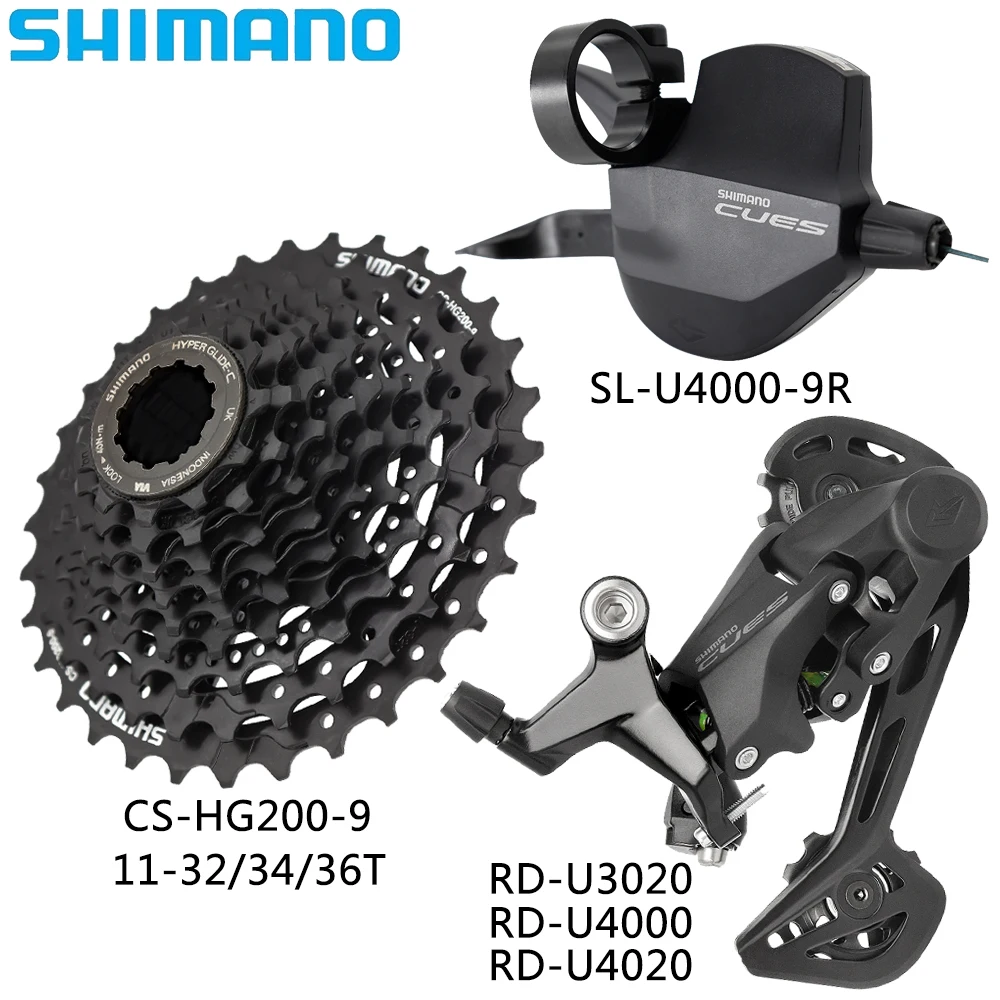 SHIMANO CUES 9 Speed MTB Derailleur SL-U4000 Shift Lever RD-U3020 U4000 U4020 Rear Derailleur CS-HG200-9 32T/34T/36T Cassette