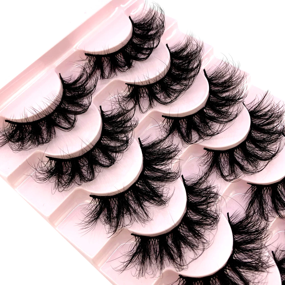 AMSDCN False Eyelashes Cat-Eye Fluffy Faux Mink Lashes 8D Wispy Lashes 7 Pairs Pack Dramatic Long Thick Volume Fake Eye Lash Mul