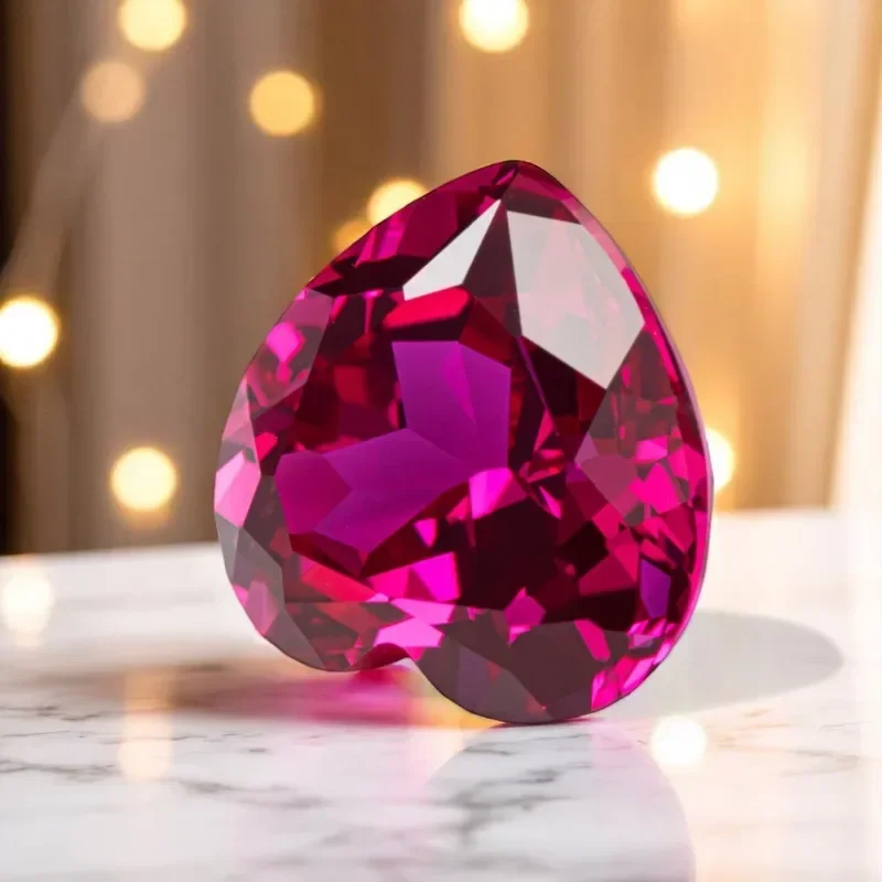 

Lab Grown Ruby Heart Shape Rubellite Color Extremely Shiny Quality DIY Charms Ring Necklace Earrings Materials AGL Certificate