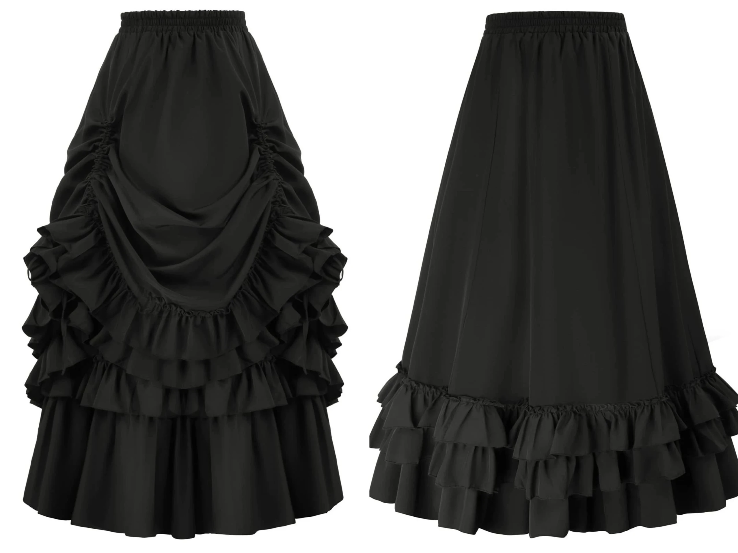 

Gothic k Sle Vintage Victorian Era Renaissance Lace Flounce Skirt f-length Long Dr Lolita Sle Cake Skirt High Wa...