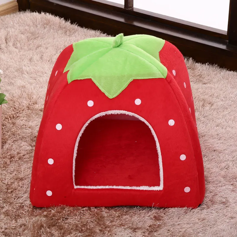 Cross-border explosions kennel kennel winter warm pet nest yurt strawberry nest tent pet supplies wholesale Dog bed washable