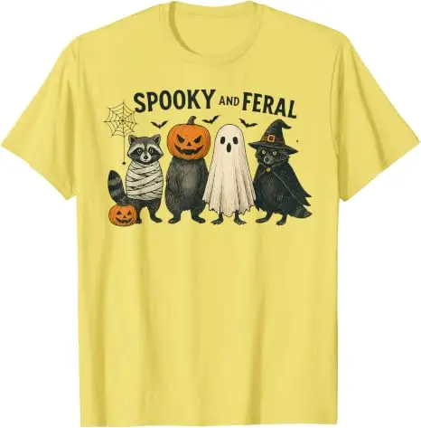 Gruseliges und wildes Halloween-Hexen-Waschbär-Geister-Mumien-Kostüm T-Shirt Y2k Trick or Treat Vintage Boo Hexen-Kürbis-Grafik-Bekleidung – Detail 22