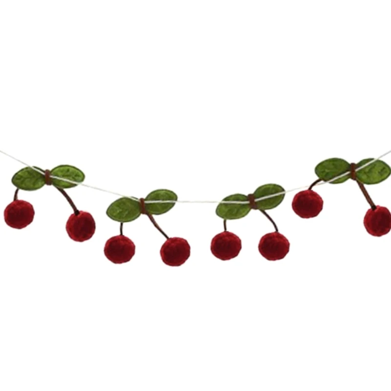 DIY Cherry Felt Balls Hangings Unique Decoration Create Craft for Your Friends,for Parties,Weddings, Fruit themed DropShipping