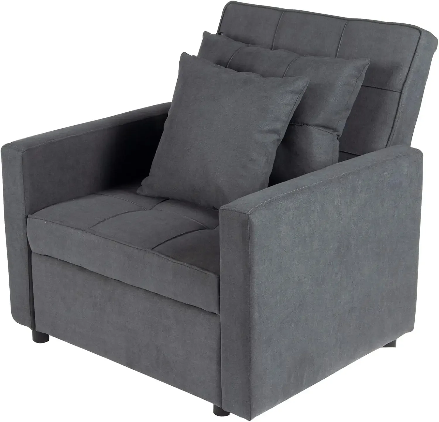 Sofa Bed Chair 3-in-1 Convertible, Lounger Sleeper, Single Recliner for Small Space with Adjustable Backrest (Dark Grey)