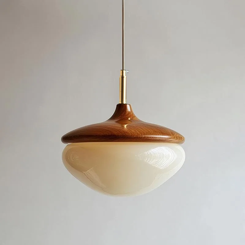 منتصف القديمة الزجاج البندق شكل قلادة أضواء الإبداعية رفع كريم نمط غرفة نوم السرير مطعم مقهى شنقا خط مصباح