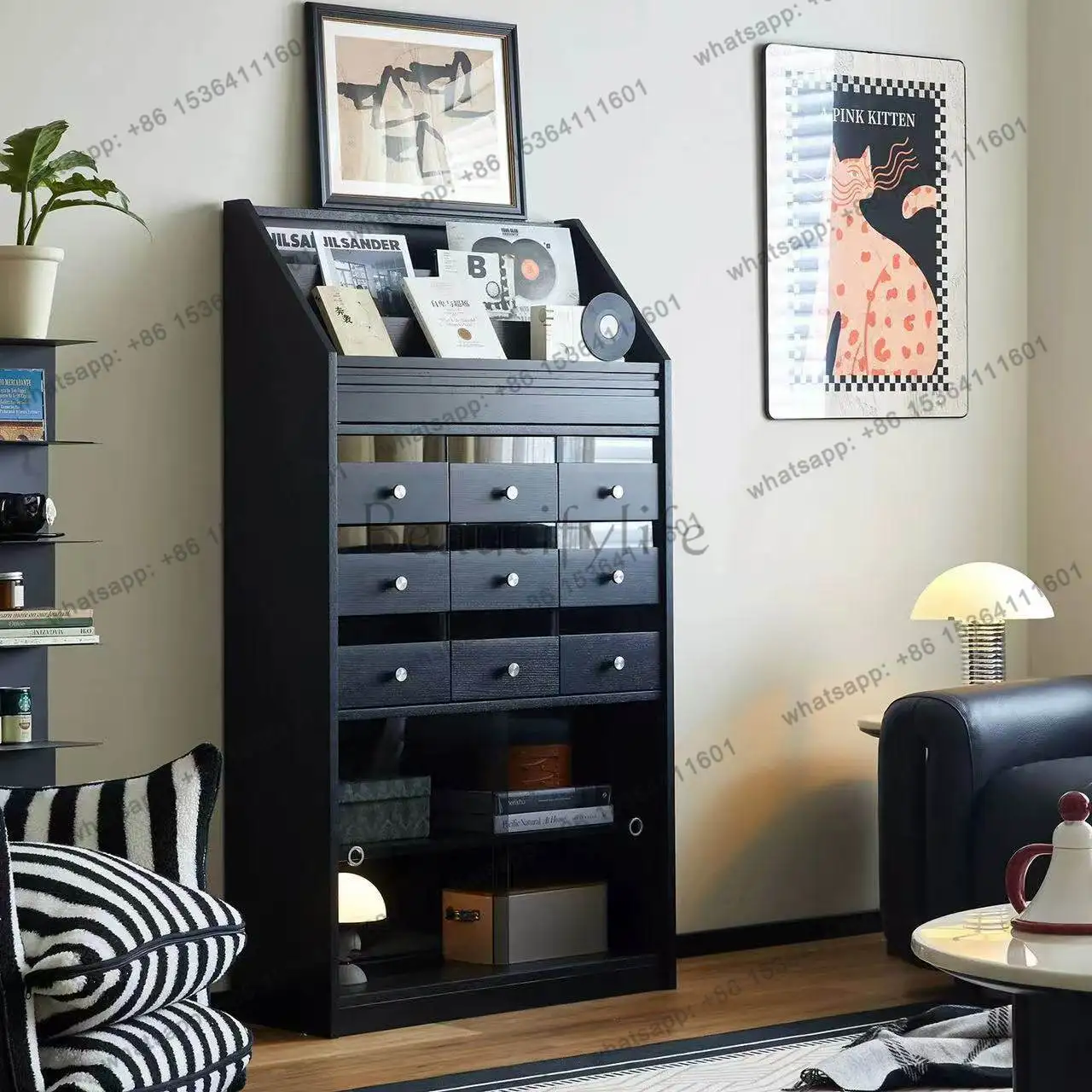 

French retro solid wood chest, living room, bedroom, medieval storage, display cabinet, rack