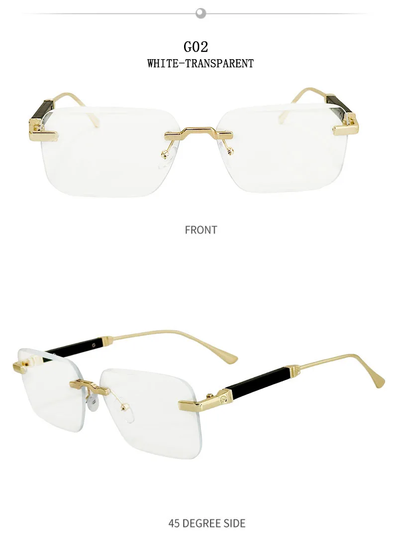 Neue 2024 Quadratische Sonnenbrille Frauen Trendy Vintage Designer Randlose Sonnenbrille Für Männer Urlaub Mode Gläser Lentes De Sol Mujer – Detail 13