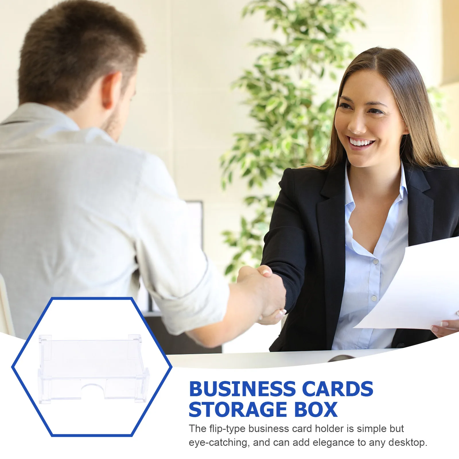 

2Pcs Flip Business Cards Storage Box Acrylic Desktop Organizer Elegant Office Supplies Acrylic Business Card Stand