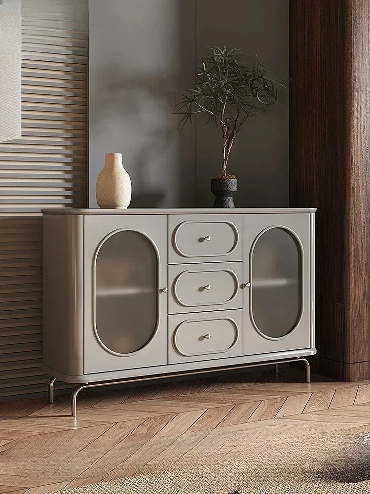 

French Style Chinese Style Sideboard Cabinet Household Small Apartment Modern Minimalist Entrance Cabinet Solid Wood Tea Cabinet