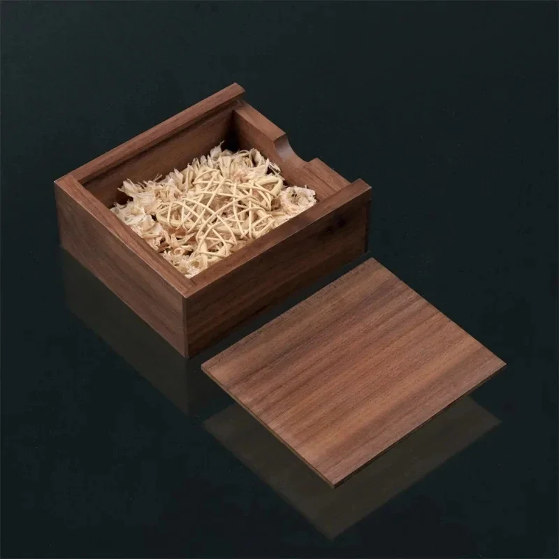 1Pcs Walnut Square Wooden Unfinished Storage Box for Necklace Jewelry Ring Or USB Organizer Natural Wood Decor Box Case Gift