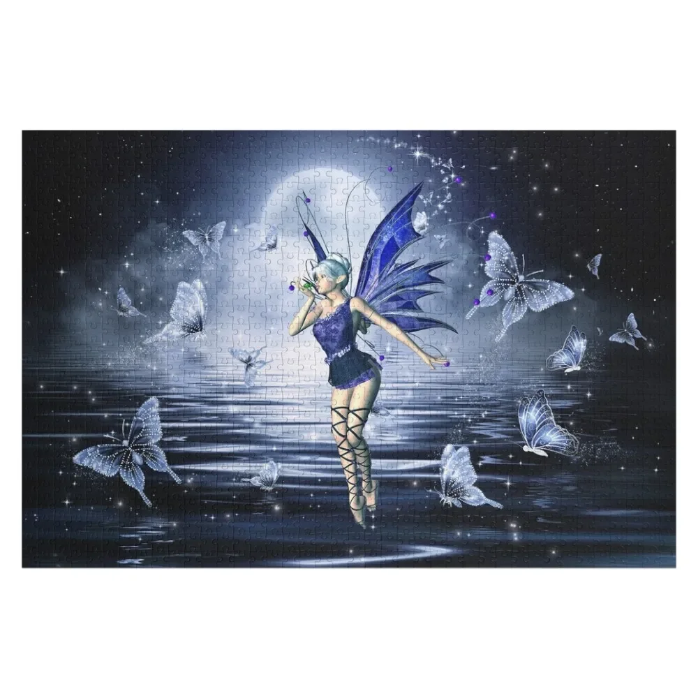 Blue Fairy and Butterflies Jigsaw Puzzle Custom Gifts Iq Novel Toys For Children 2022 Custom Wood Puzzle