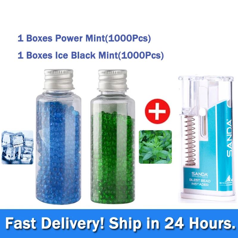 

SANDA бусины для взрывания сигарет, 2000 шт., мятный смешанный фруктовый вкус с портативной толкателем, черный лед, ментолльный вкус, взрывные бусины