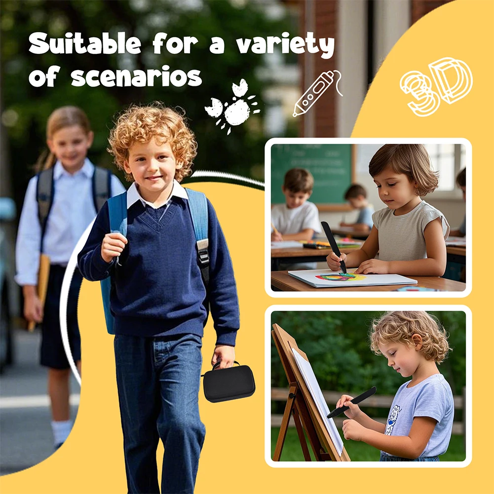 Hard Carrying Case for SCRIB3D P1 3D Printing Pen/MYNT3D Super 3D Pen with Mesh Pocket Carrying Bag for PLA Filament and Charger