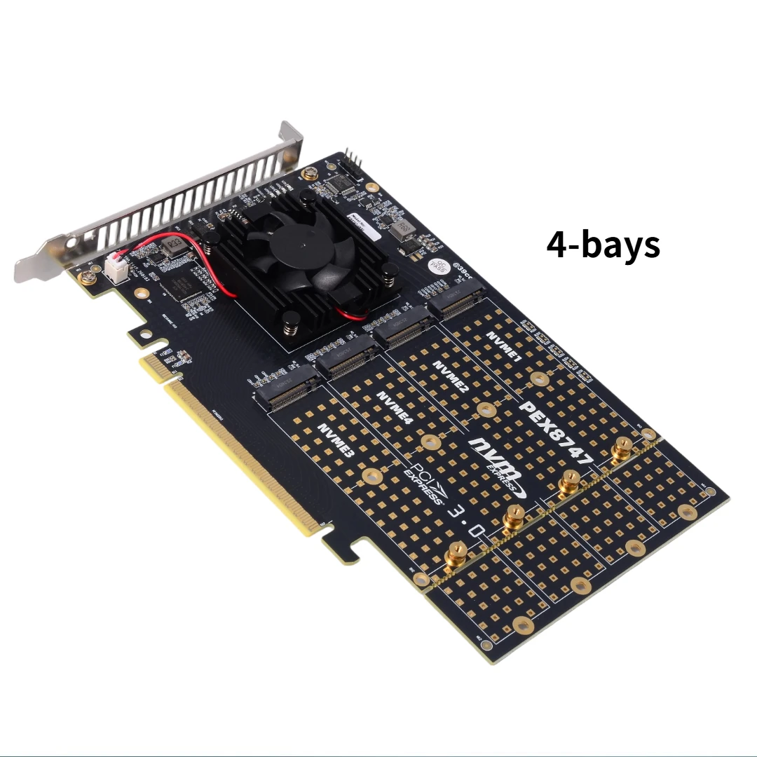 PCIe 3.0 To NVMe Quad-Channel Expansion Card PLX8747 4-Bay Intergrated Module for Feiniu FN 4-Bay M.2 Quiet Full-Height Radiator