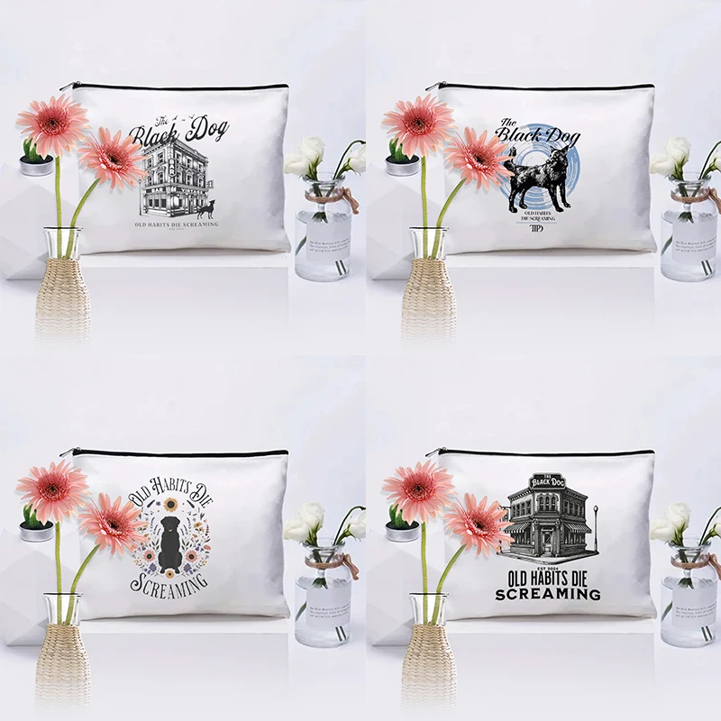 The Black Dog Tortured Poets Department Pattern Makeup Bag Gift for New Album Lover Cosmetic Organizer Travel Toiletry Pouch