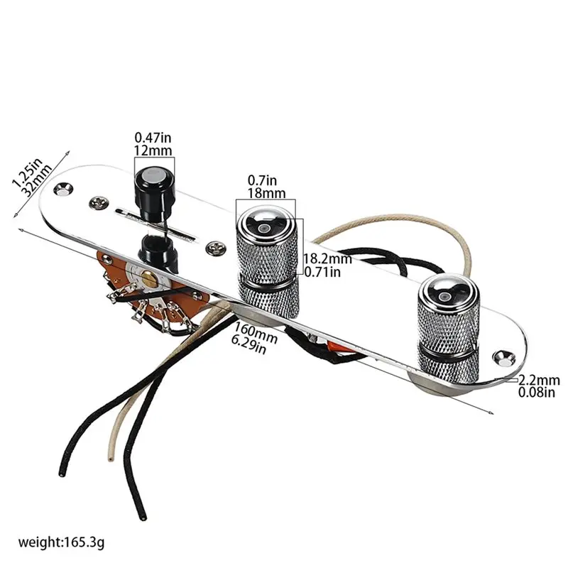 ABYM Controle Plaat Geladen Met 3-Way Blade Switch Kabelboom Pre-Wired 250K Potentiometer Voor TL elektrische Gitaar