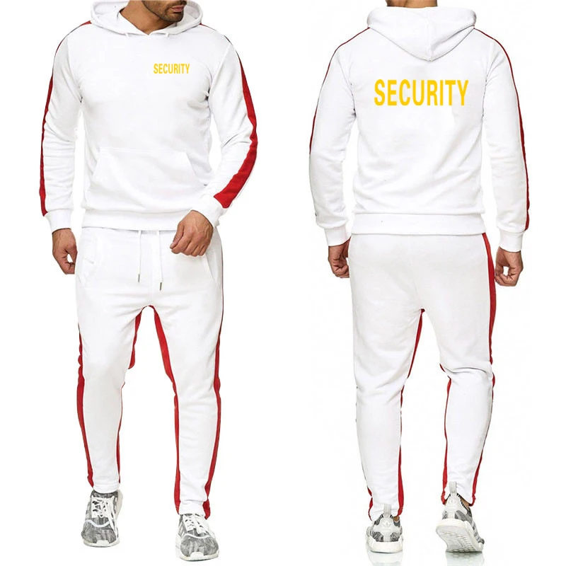 2024 New Men Security Suit Hoodie Sportswear Fashion Sweatshirt Two Piece Casual Long Sleeve Solid Color Hoodie Jogger Pants Set