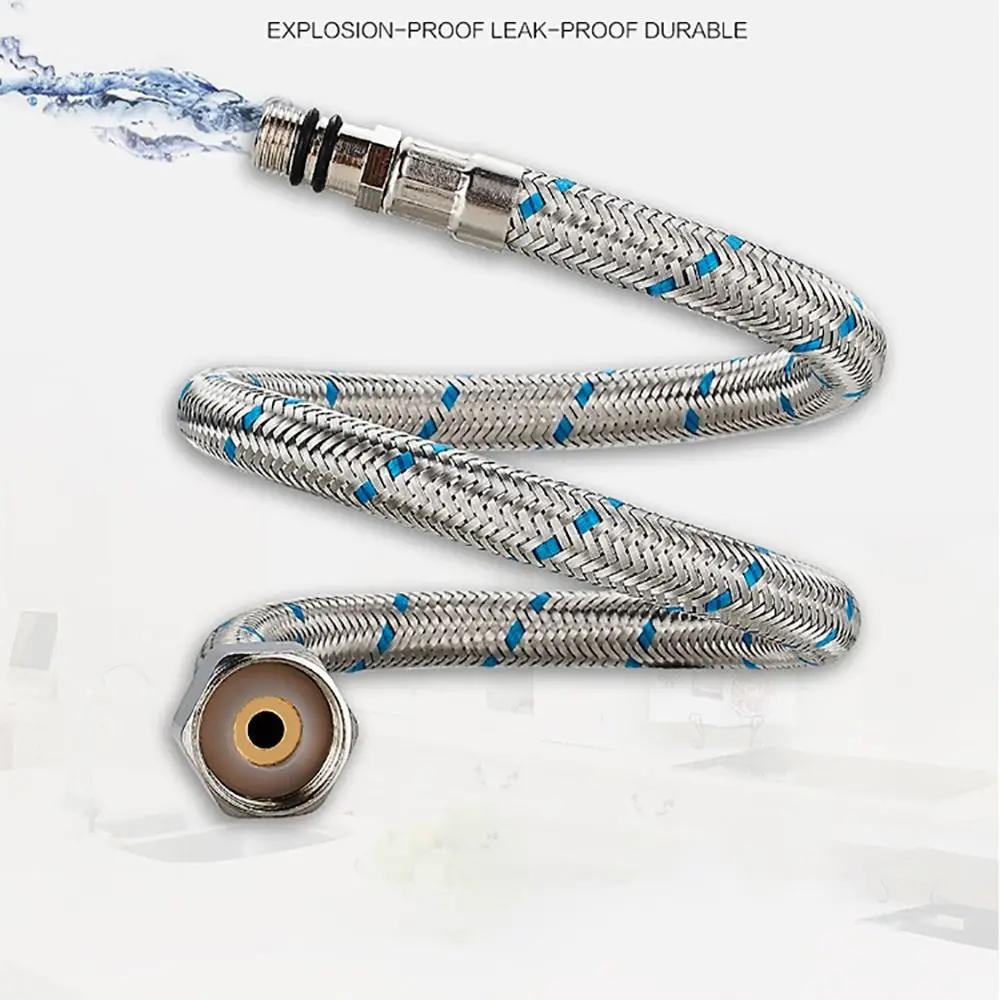 1Pair Single Head Cold and Hot Water Inlet Pipe Stainless Steel Woven Sink Water Tube Replacement Kitchen Basin Faucet Connector