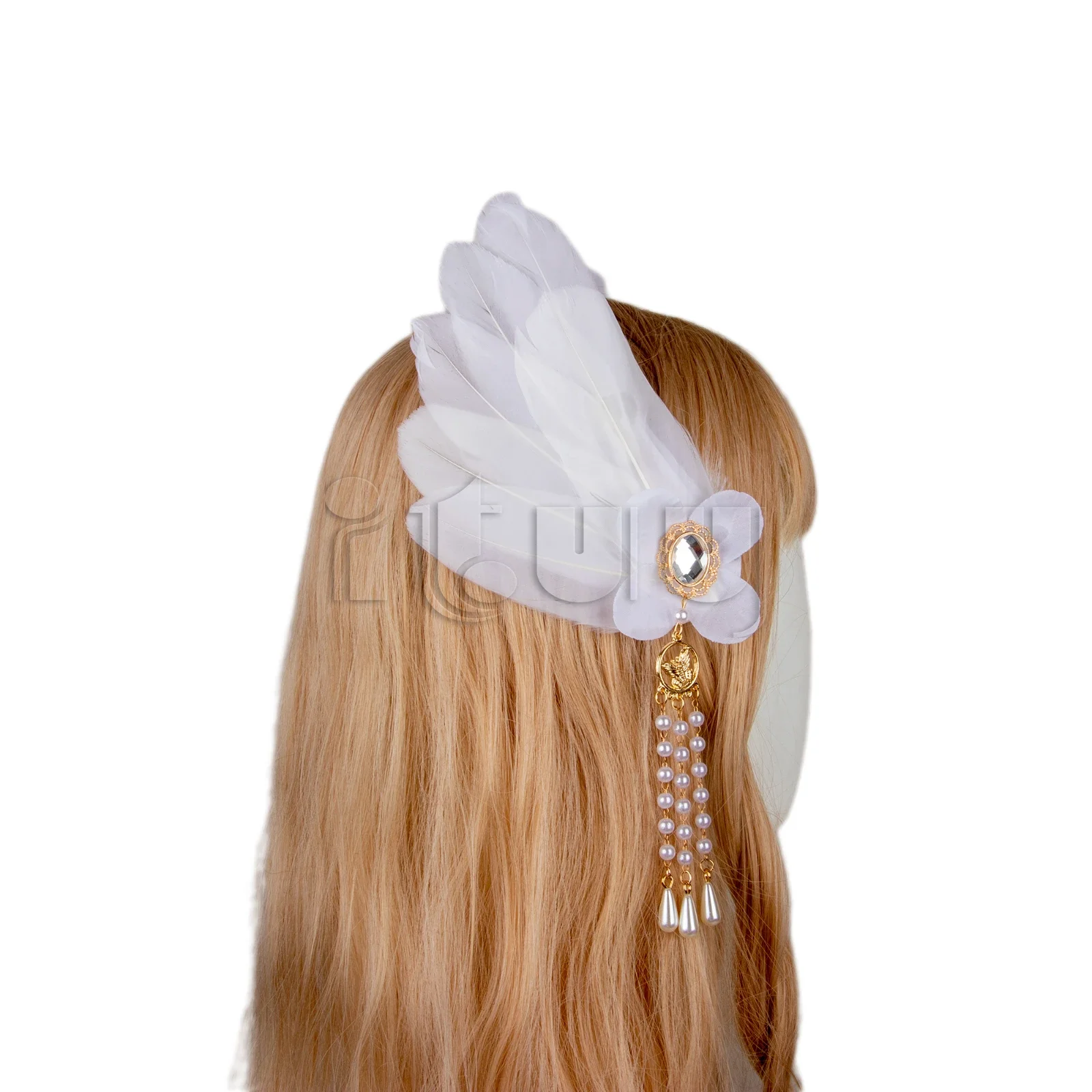 Lolita zijclip witte veer engelenvleugel bloem parel kwastje bruiloft haar ornament haarclip accessoires