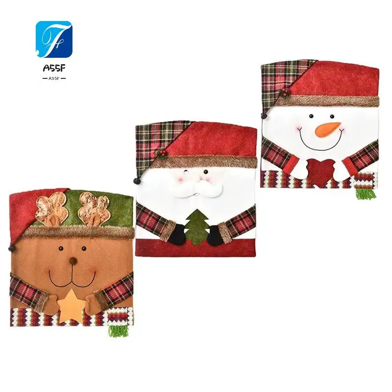 A55F-Christmas Chair Set Decoration Chair Set Stool Set Figurine Chair Cover Kitchen Restaurant Christmas Decoration