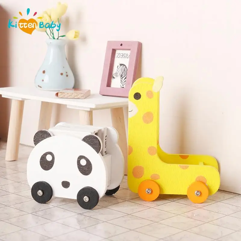 1:12 Dollhouse Miniature Furniture Shelf Bookshelf Storage Display Rack Cute Panda Giraffe Shape DIY Play House Decor Accessorie