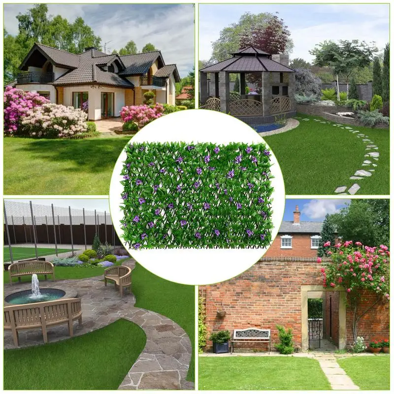 Artificial Plant Walls Expandable Faux Privacy Fence Foliage Hedge Grass Mat Plants Garden Simulated Lawn  Ivy Maple Leaf Decor