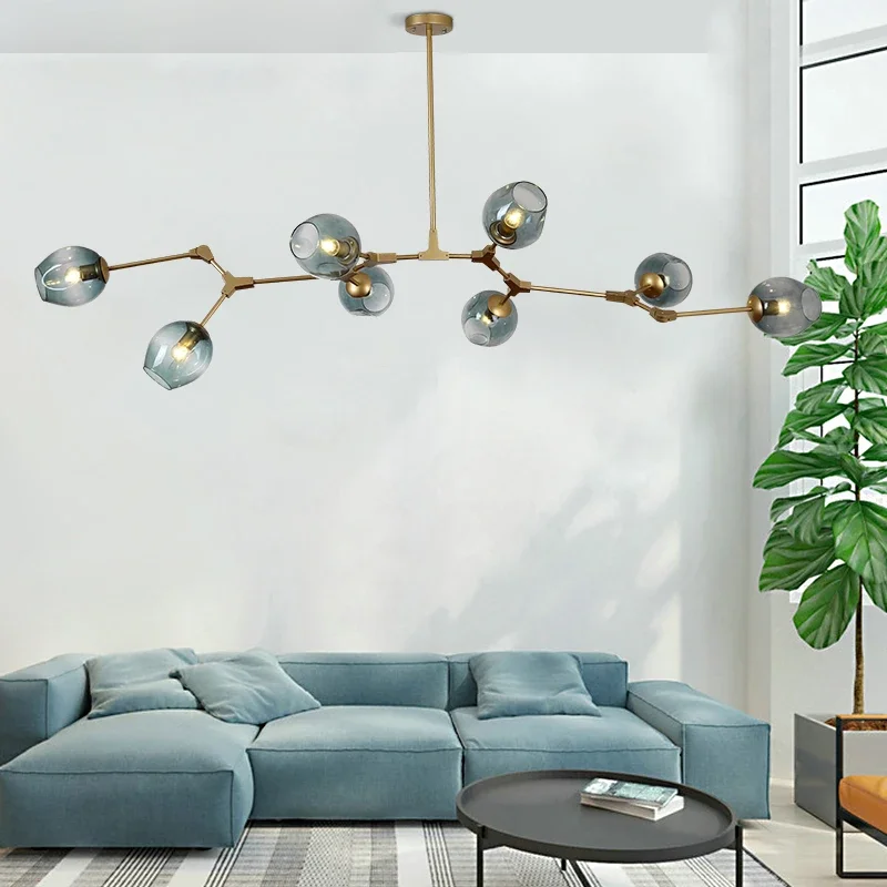 

Modern Glass Pendant Light Amber Smoke Gray Glass Nordic Ceiling Chandelier Lamp Living Room Bedroom Kitchen Lighting Fixtures